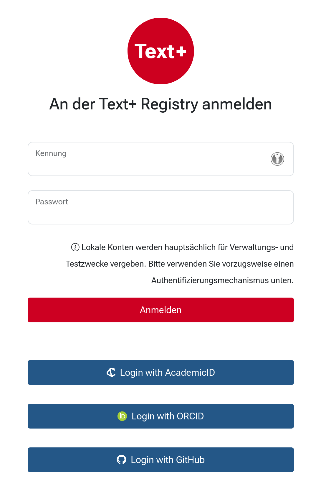 Text+ Registry Anmeldung